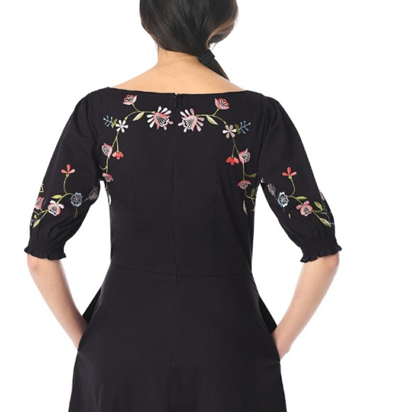 NEW eShakti Embroidered Retro Poplin Puff Sleeves - Picture 3 of 8